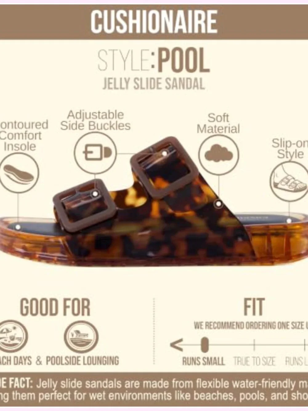 Water Resistant Double Buckle Adjustable Slide Sandals for Women Beach Casual